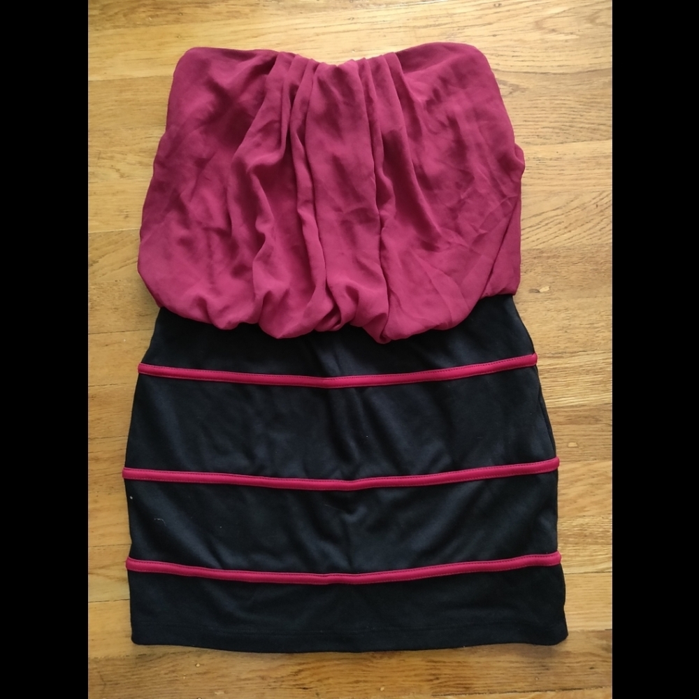 Maroon Black Mini Dress